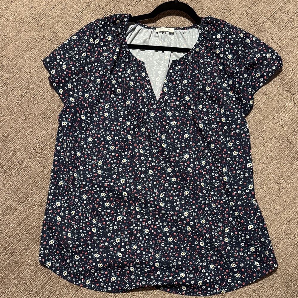 Floral Navy Women's Top 2XL